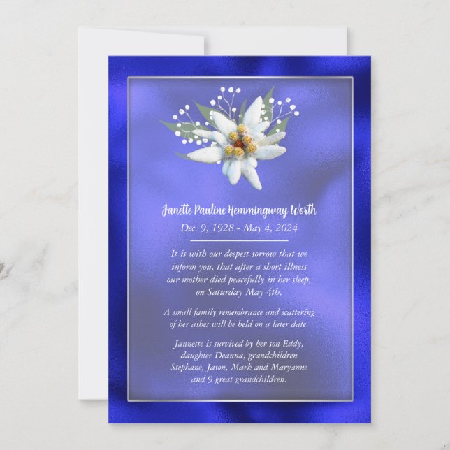 Carte Edelwiess européenne style Faire-part de la  (Devant)