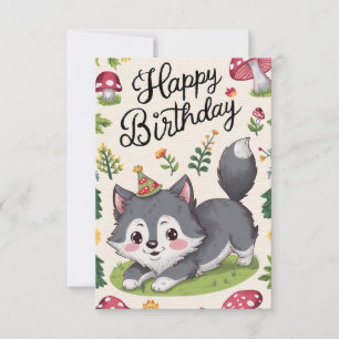Carte Editable Simple Wolf Digital Anniversaire