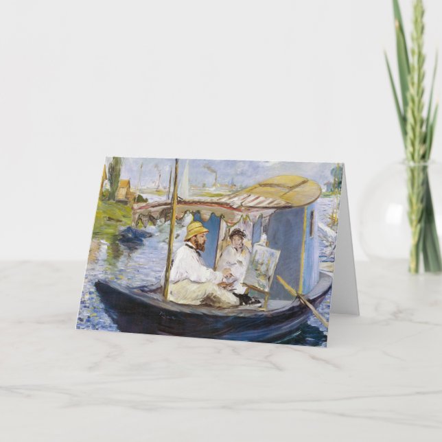Carte Edouard Manet - Monet dans son bateau atelier (Devant)