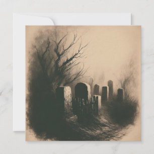 Carte Éffrayant cimetière Vintage Illustration Goth