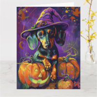 Éffrayant Dachshund Chien Halloween sorcière et Ci