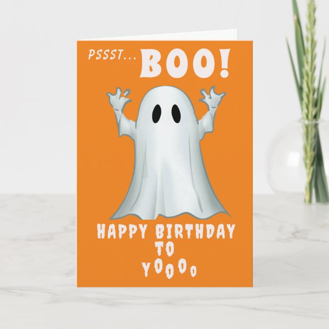 Carte Éffrayant fantôme rétro halloween Anniversaire (Devant)