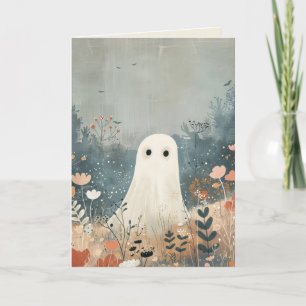 Carte Éffrayant Ghost Floral Happy Halloween