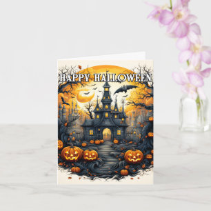 Carte Éffrayant Halloween Haunted House