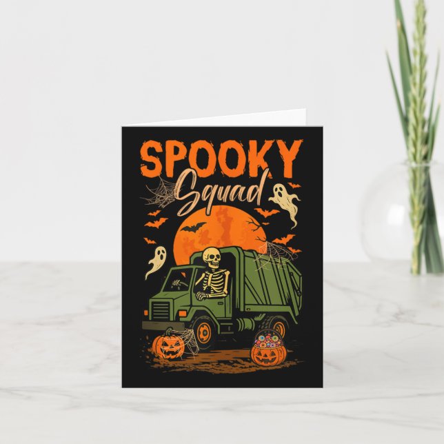 Carte Éffrayant Halloween Squad Squelette Conduire Garba (Devant)