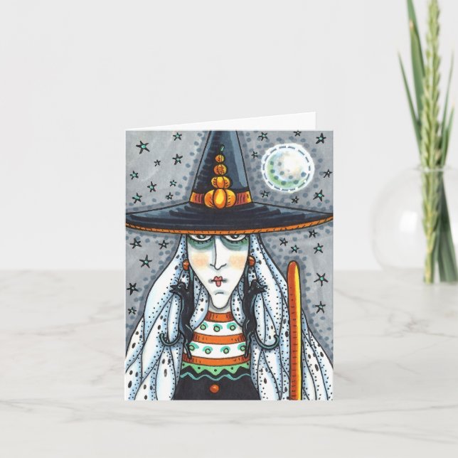 Carte ÉFFRAYANT HALLOWEEN WITCH, CHAT NOIR EARRINGS Blan (Devant)