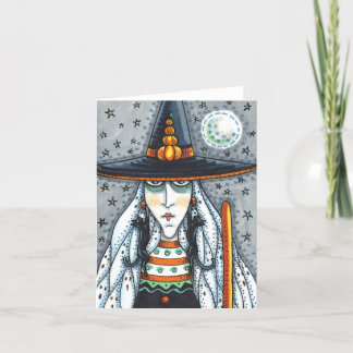 Carte ÉFFRAYANT HALLOWEEN WITCH, CHAT NOIR EARRINGS Blan