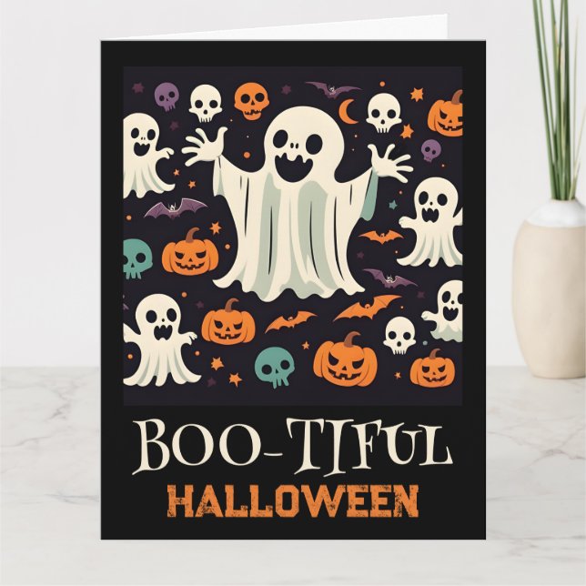 Carte Éffrayant Happy Ghost Boo-tiful Halloween (Devant)
