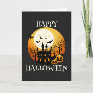 Carte Éffrayant Happy Halloween Maison hantée