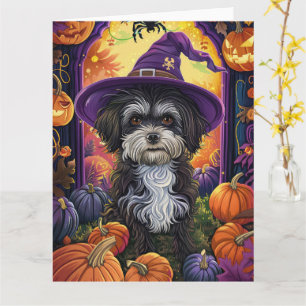 Carte Éffrayant Havanais Chien Halloween sorcière et Cit