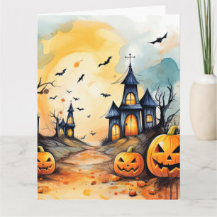 Carte Éffrayant Jack O’Lanterns Bats Ghost Halloween
