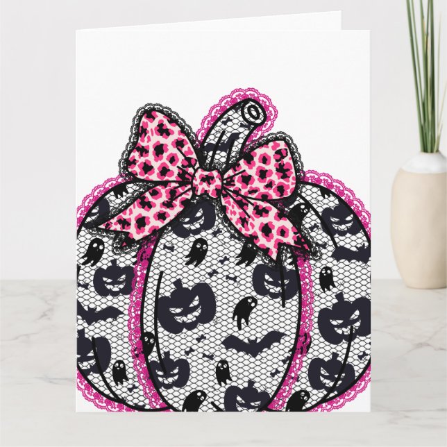 Carte Éffrayant Lace Halloween Citrouille Coquette (Devant)