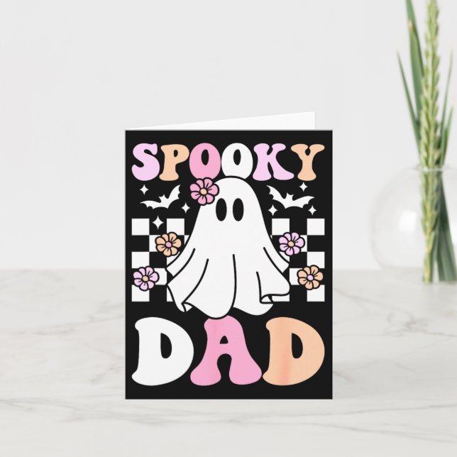 Carte Éffrayant Papa Halloween Ghost Costume Rétro Super (Devant)