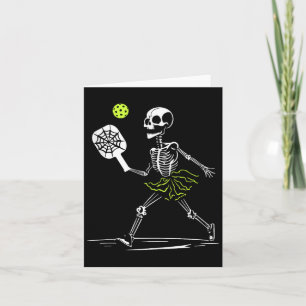 Carte Éffrayant Pickleball Halloween Skeleton Femelle Ta