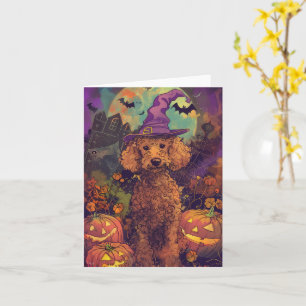 Carte Éffrayant Poodle Chien Halloween sorcière et Citro