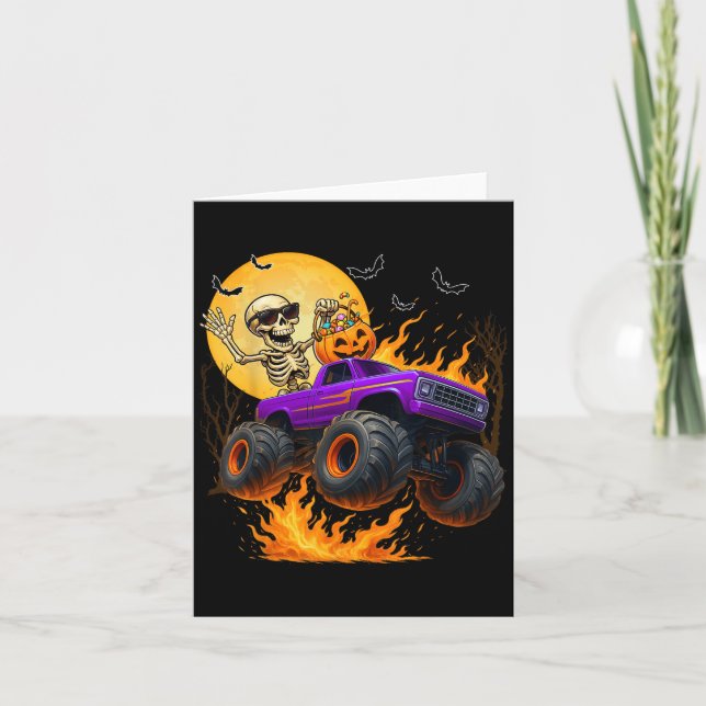 Carte Éffrayant Skeleton équitation Monster Camion Hallo (Devant)