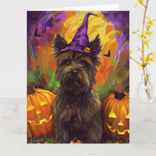 Carte Éffrayant Skye Terrier Chien Halloween Citrouille