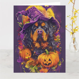 Carte Éffrayant Tibétain Mastiff Chien Halloween Citroui