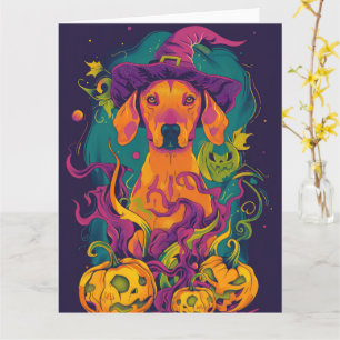 Carte Éffrayant Vizsla Chien Halloween sorcière et Citro