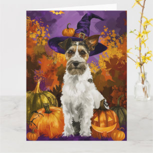 Carte Éffrayant Wirefox Terrier Chien Halloween Citrouil