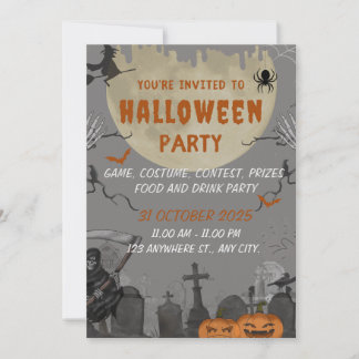 Carte éffrayante d'invitation de fête d'Halloween