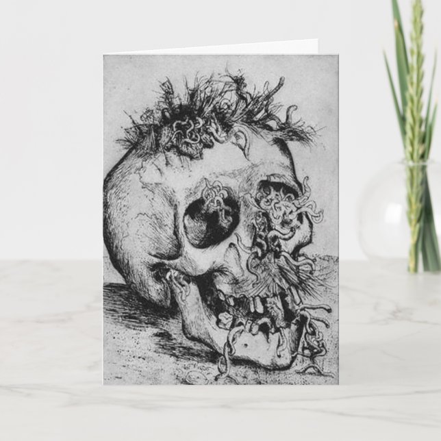 Carte éffrayante heureuse de crâne de Halloween (Devant)