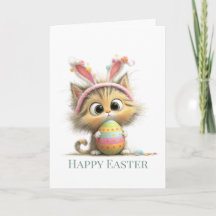 Egg-stra Cute Easter Cat Greeting Card