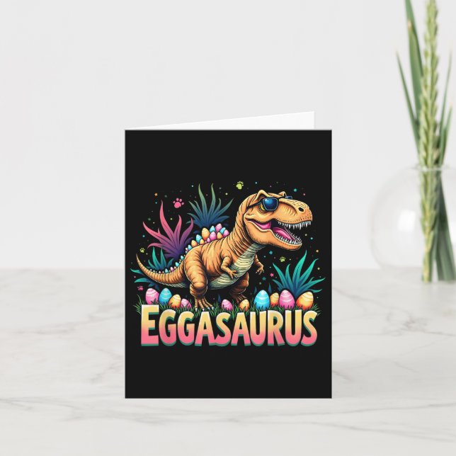 Carte Eggasaurus Easter Stegosaurus Dinosaur Garçons T (Devant)