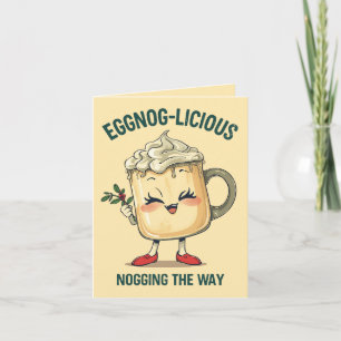 Carte Eggnog-licieux – Drôle de jeu de mots sur l'eggnog