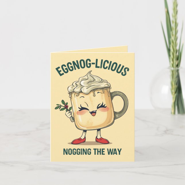 Carte Eggnog-licious – Funny Christmas Eggnog Pun  (Devant)