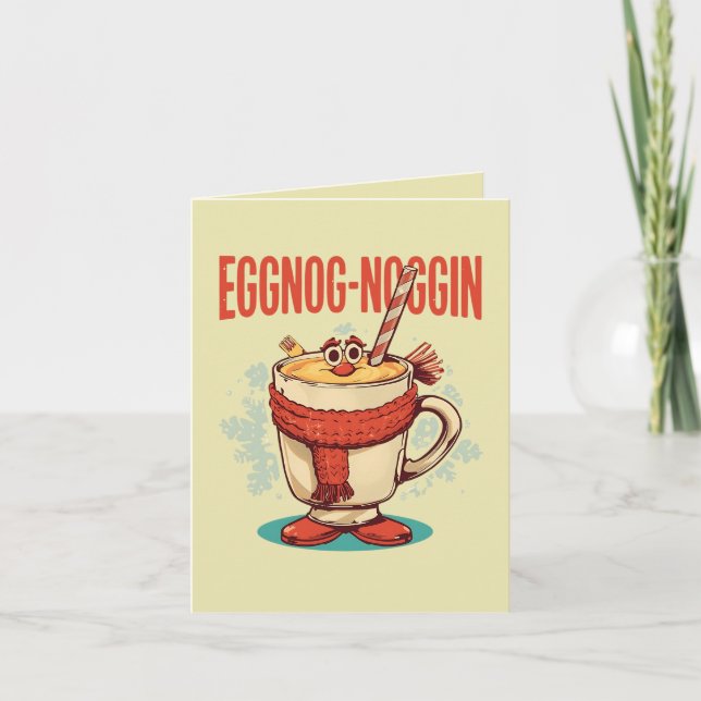 Carte Eggnog-noggin – Funny Christmas Eggnog Pun  (Devant)
