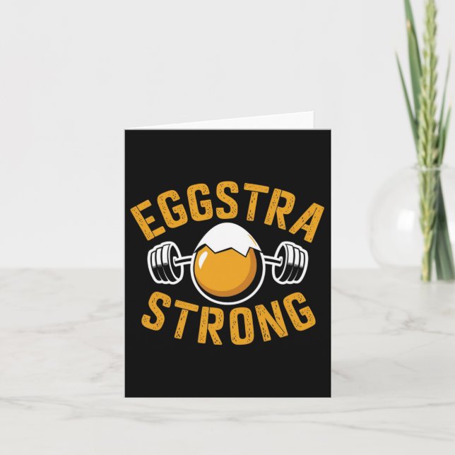 Carte Eggstra Strong Funny Oeuf Protein Bodybuilding Pun (Devant)