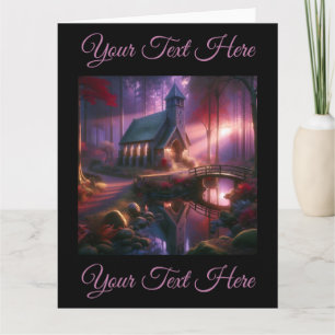 Carte Église charmante dans une forêt automnale céleste