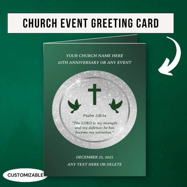 Carte Église d'Appréciation de Silver Green Anniversaire (Créateur téléchargé)