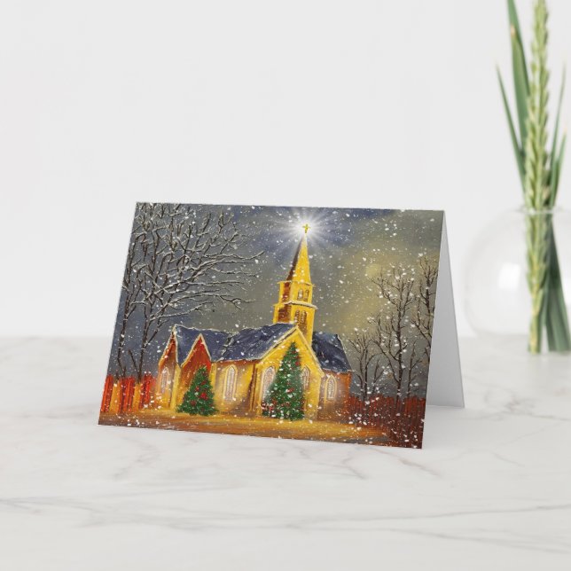Carte Église de Noël en Neige (Devant)
