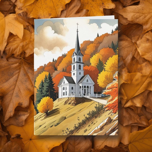 Carte Église sur une colline en automne (Créateur téléchargé)