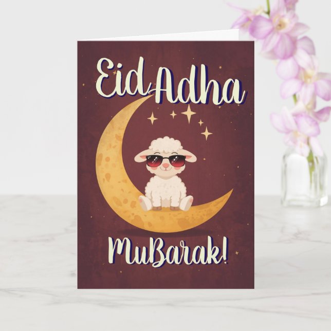 Carte Eid Al Adha Mubarak Funny Sheep Greeting Card  (Orchidée)