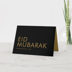 Carte Eid Moubarak Moderne Noir et Or Fête Musulmane