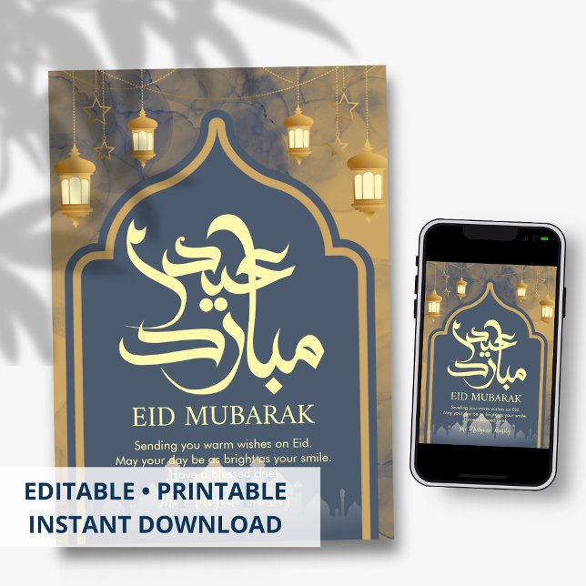 Carte Eid Mubarak à l'Arche de Mosquée Bleu Royal  (Créateur téléchargé)