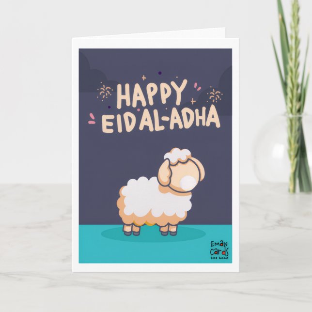 Carte Eid ul Adha Mubarak - Cute Sheep (Devant)
