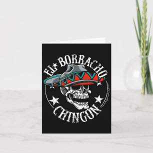 Carte El Borracho Chingon Mexique Crâne à sucre Cinco De