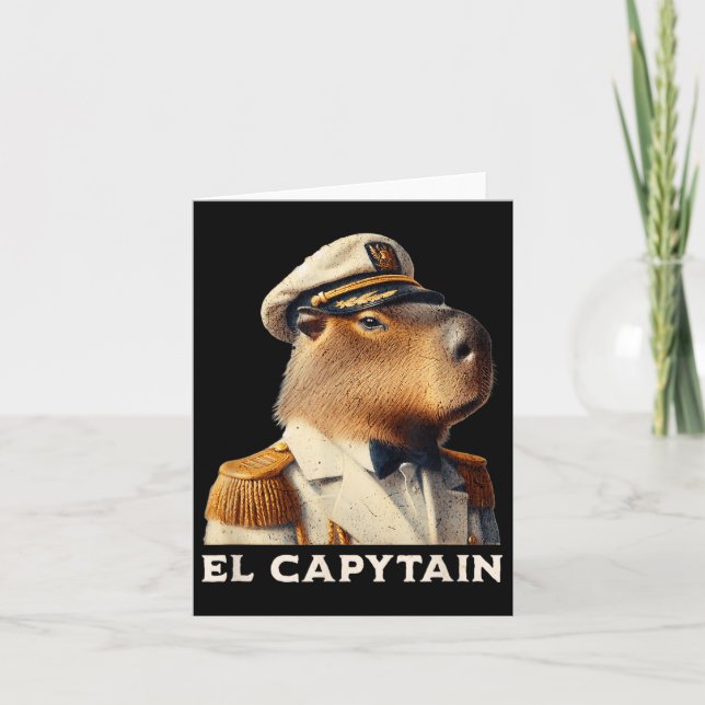 Carte El Capytain Funny Capybara Capitaine de bateau (Devant)