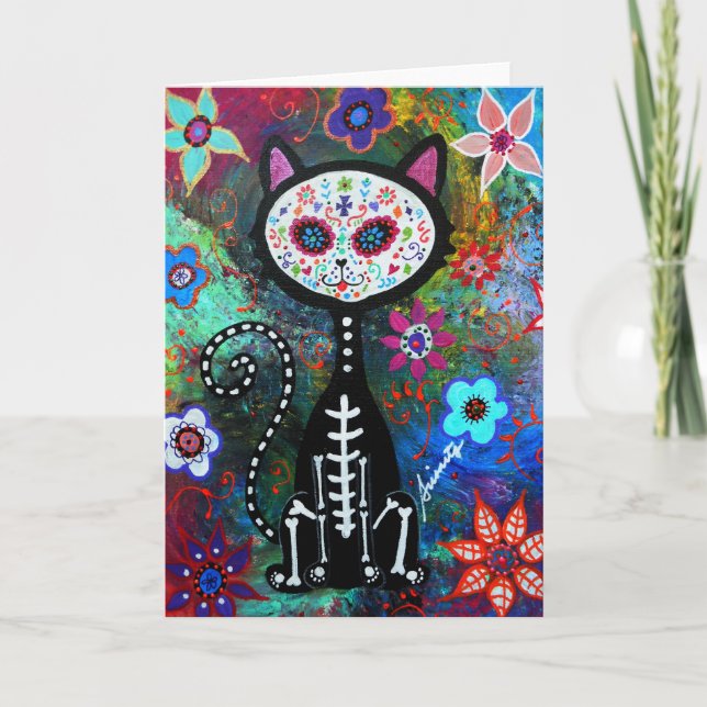 Carte El Gato Cat Dia de los Muertos par Prisarts (Devant)