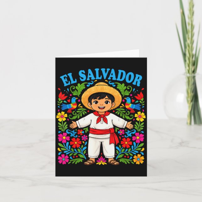 Carte El Salvador Salvadoran Boy Traditional Outfit Folk (Devant)