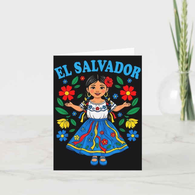 Carte El Salvador Salvadoran Girl Traditional Dress Folk (Devant)