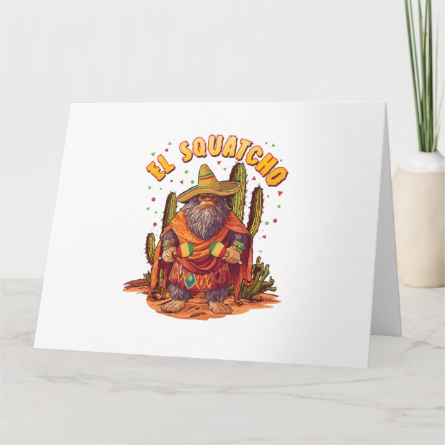 Carte El Squatcho Bigfoot avec Maraca, Sombrero et Ponc (Devant)