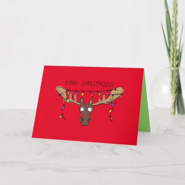 Carte Élan de Noël Mignon Drôle Animal de Fête (Devant)