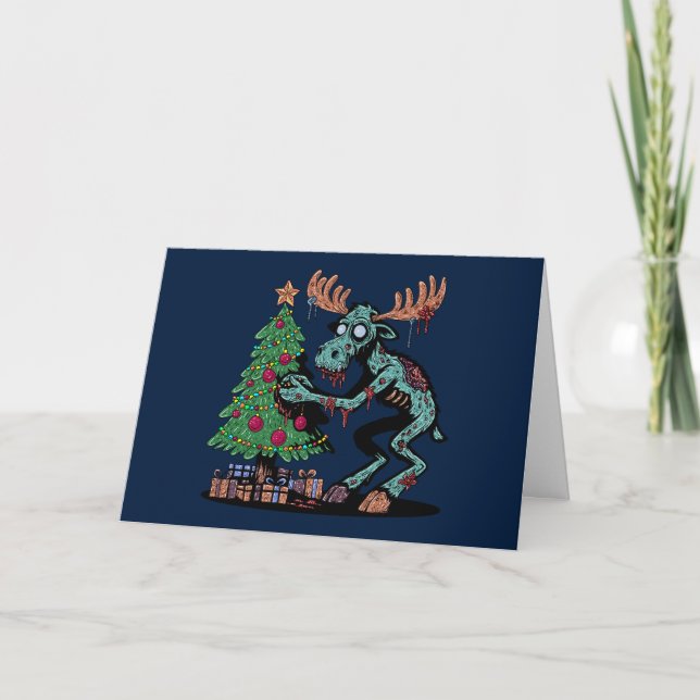 Carte Élan de Noël Zombie (Devant)