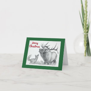 Carte Élan et renard de Noël