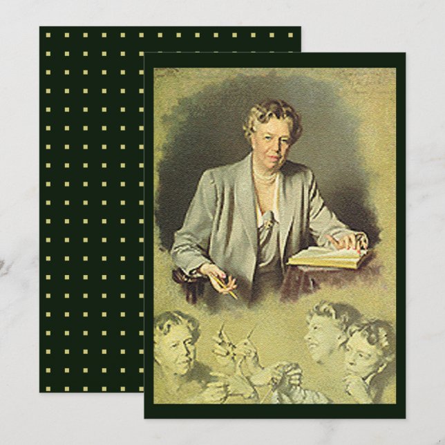 Carte Eleanor Roosevelt Maison Blanche Portrait plat (Devant / Derrière)